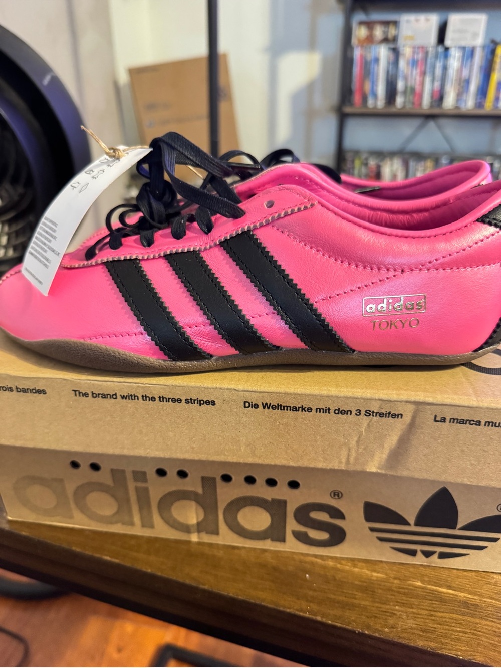 Pink Women's Athletic Sneakers with Black Stripes by Adidas New - Picture 3 of 11